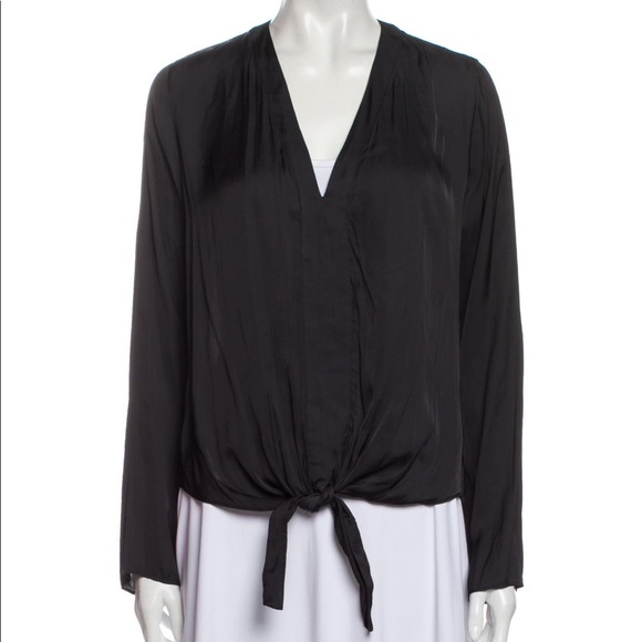 Alexis Black Silk Blouse Tie Front (21) - Picture 1 of 5